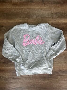 Barbie Gray Crewneck Sweatshirt with Pink Logo